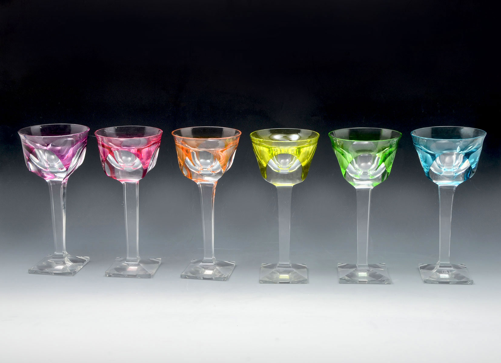 Appraisal: PIECE MOSER STEMWARE SET Comprising uniquely colored Moser wine glasses