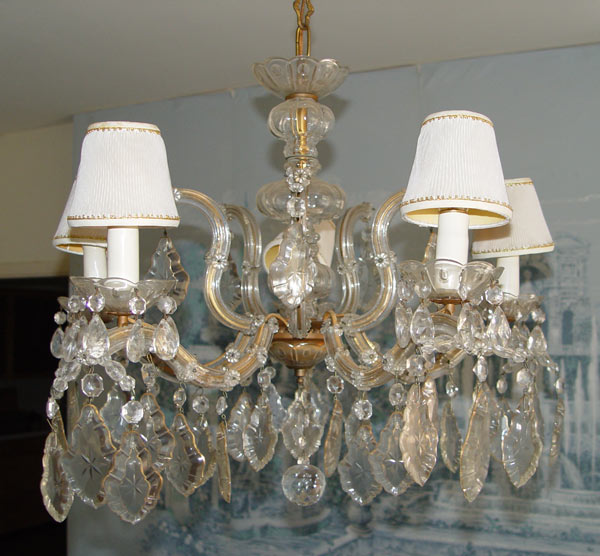 Appraisal: ELEGANT LIGHT CRYSTAL CHANDELIER lights arms measures '' h excluding