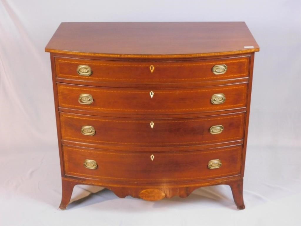 Appraisal: ALDEN SPOONER ATTRIBUTED RARE BOWFRONT CHEST American federal period -