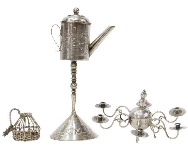 Appraisal: lot of Dutch silver miniatures including candle chandelier J Verhoogt