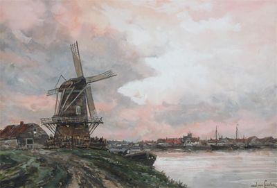 Appraisal: Jan Van Couver Dutch - Windmill near Veere Signed Watercolour