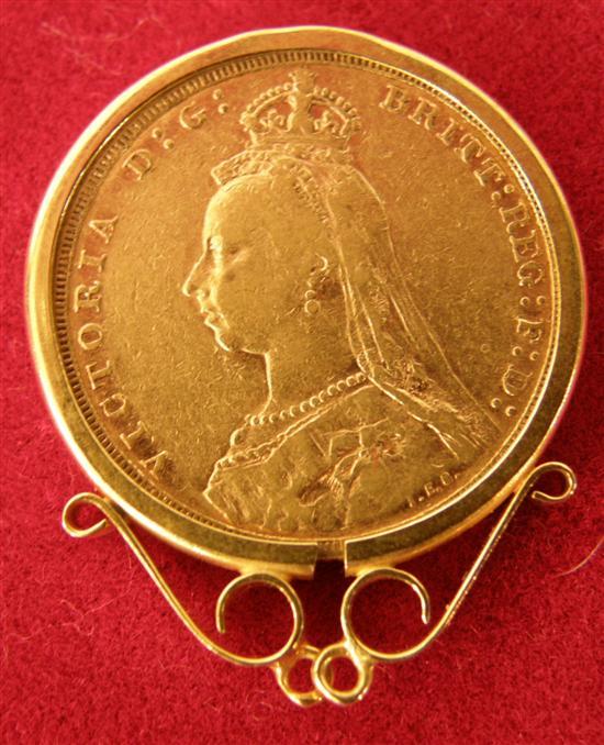 Appraisal: Victorian sovereign in later gold mount