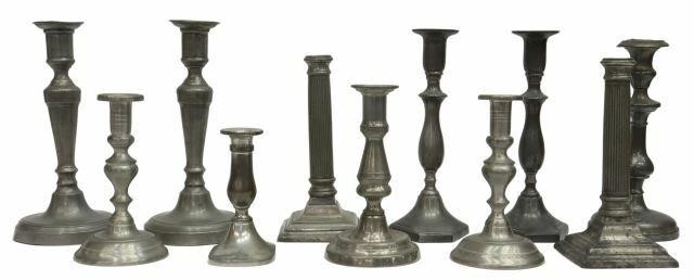 Appraisal: lot of American and English pewter candlesticks th th c