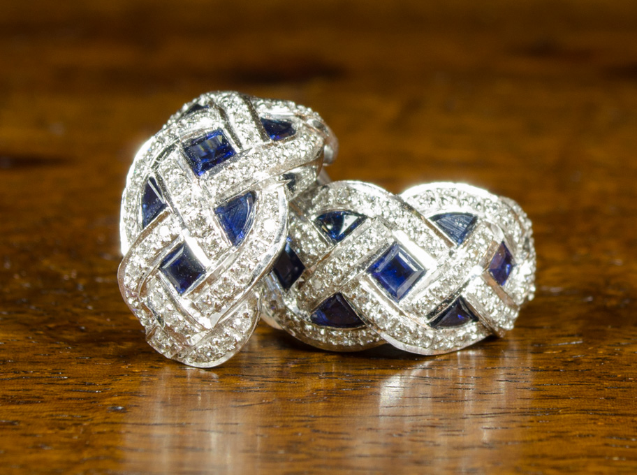 Appraisal: PAIR OF SAPPHIRE AND DIAMOND LEVIAN EARRINGS with appraisal Each