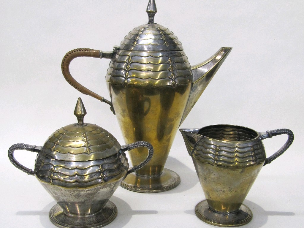 Appraisal: Art Nouveau W M F three piece silver plated coffee