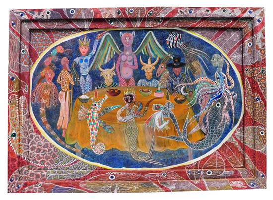 Appraisal: Frantz Zephirin Haitian th C acrylic on board depicting mythical