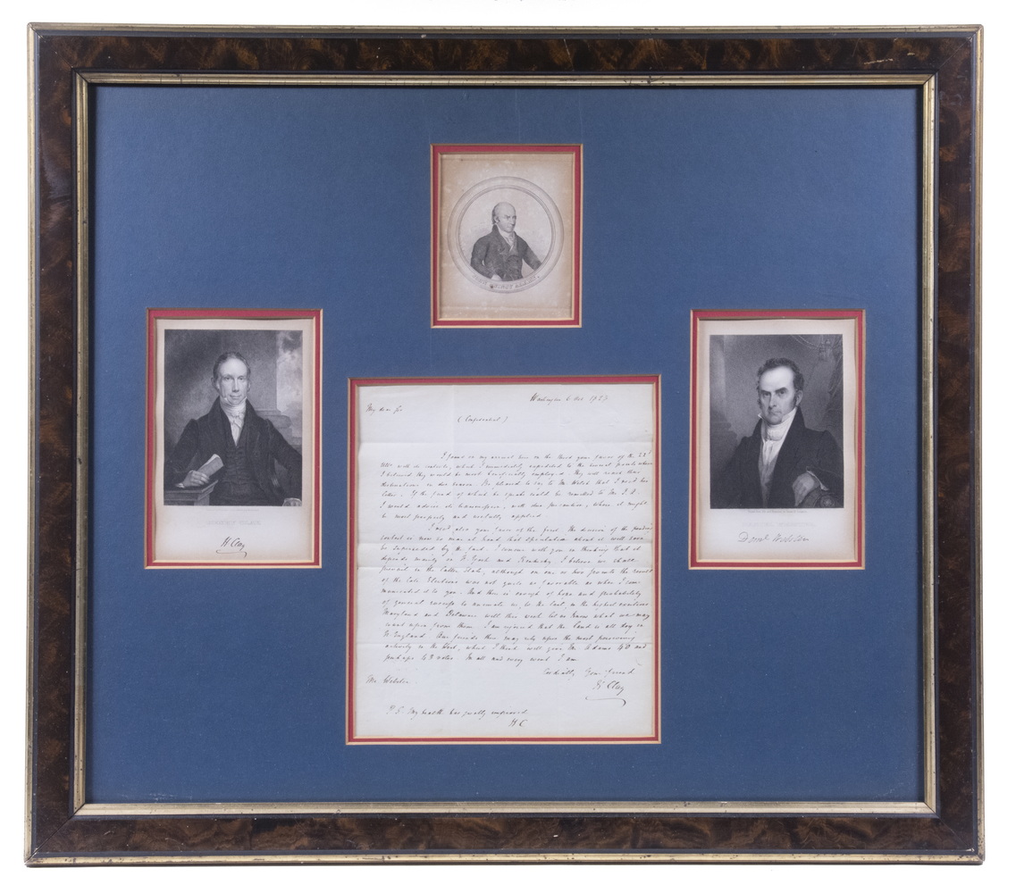 Appraisal: CONFIDENTIAL ALS HENRY CLAY TO DANIEL WEBSTER RE ELECTION OF