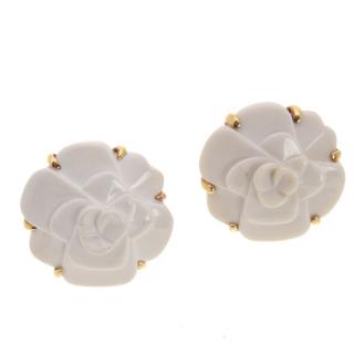 Appraisal: Pr Chanel white agate and k gold ear clips Pr