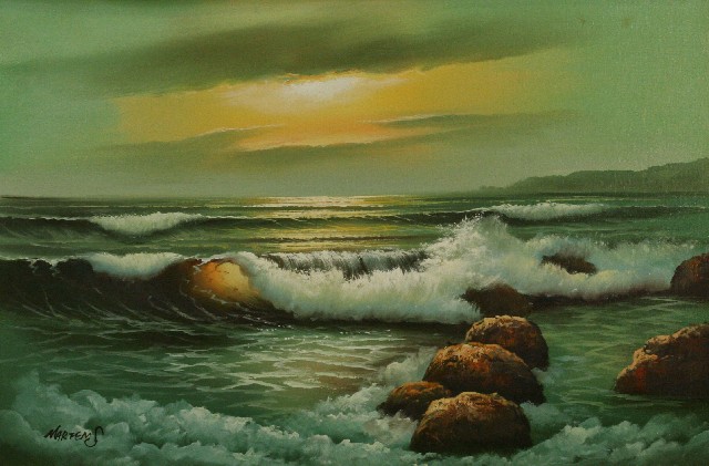 Appraisal: Seascape oil on canvas signed 'Martens' lower left x cm