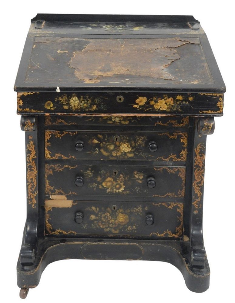 Appraisal: Chinoiserie Decorated Davenport Style Desk height inches width inches depth