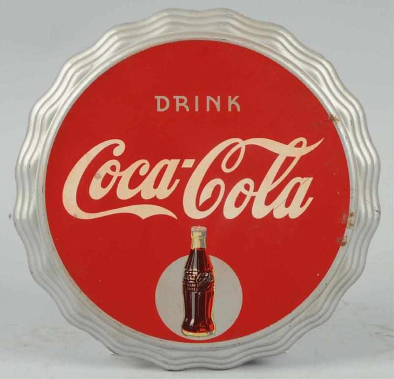 Appraisal: s Coca-Cola Embossed Tin Sign Kay Displays made with original