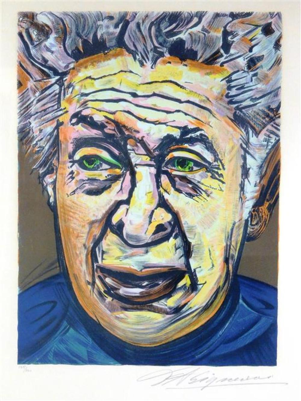 Appraisal: David Alfaro Siqueiros Mexican - Self Portrait color lithograph from