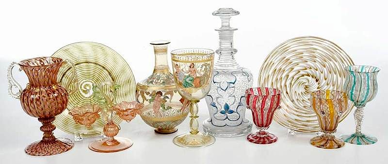 Appraisal: Pieces Venetian Glass th century several with enamel decoration comprising