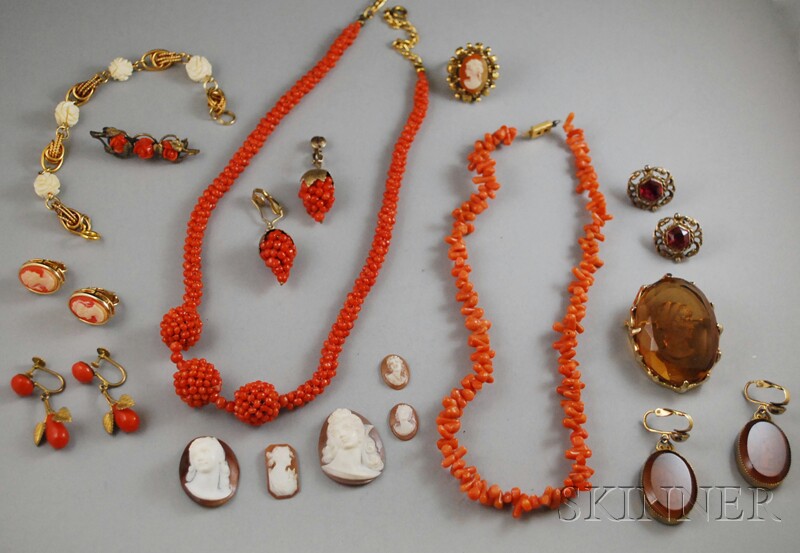 Appraisal: Small Group of Coral and Cameo Jewelry including a branch