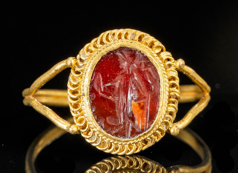 Appraisal: Roman K Gold Carnelian Intaglio Ring - g Roman Imperial