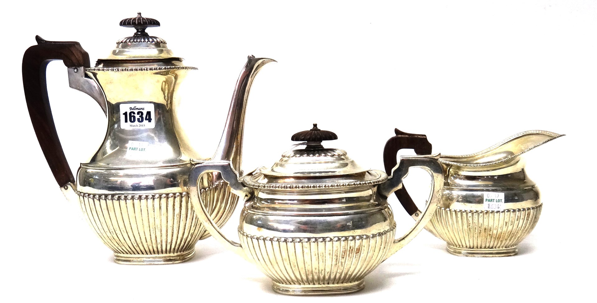 Appraisal: A Portuguese three piece silver coffee set of heavy gauge