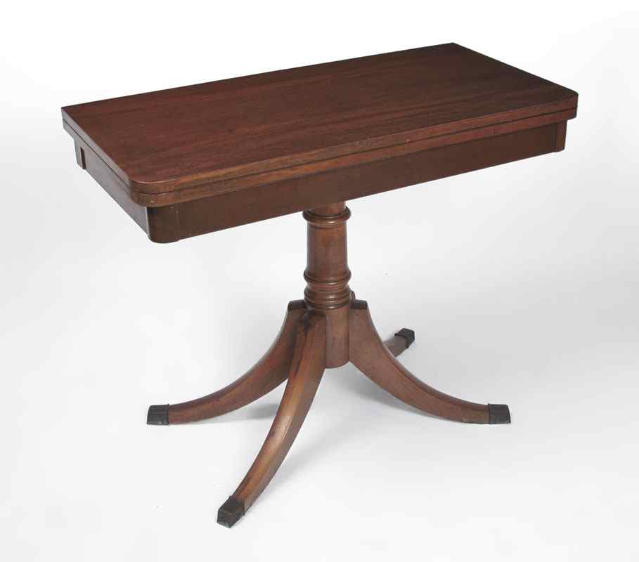 Appraisal: MAHOGANY GAME TABLE Top rotates and opens Pedestal base with