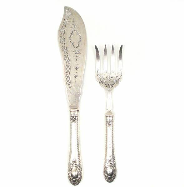 Appraisal: Victorian silver two piece fish serving setMartin amp Hall Sheffield