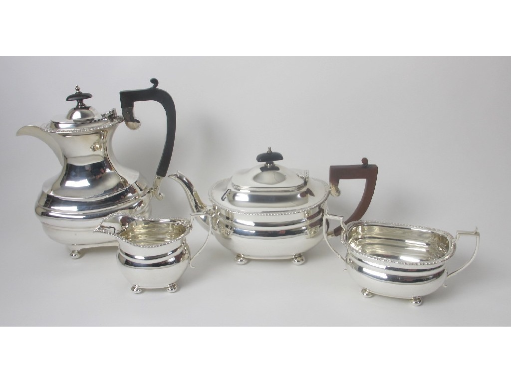 Appraisal: A silver four piece tea service of bombe form comprising