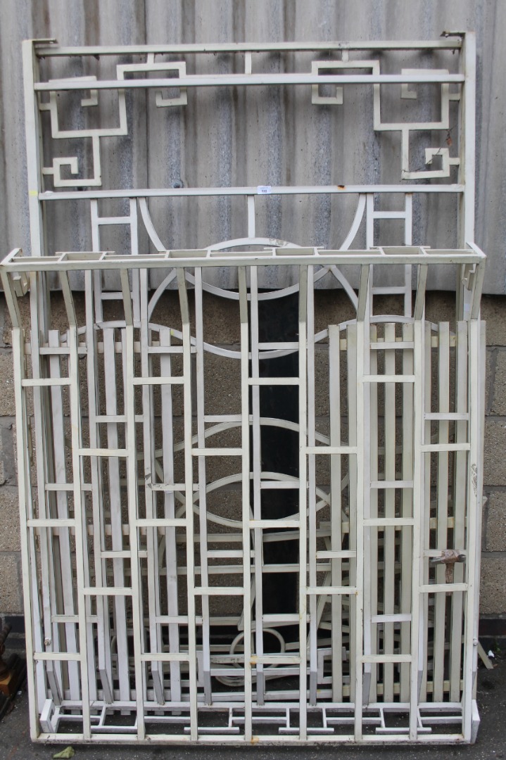 Appraisal: An unusual Georgian style metal frame pagoda with Greek key