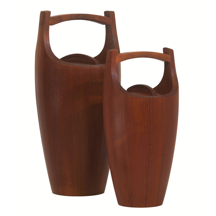 Appraisal: Jens Quistgaard ice buckets two by Dansk Denmark teak both