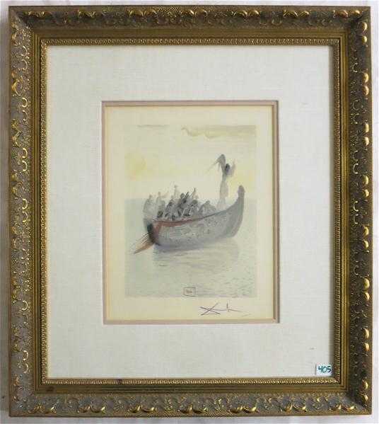 Appraisal: AFTER SALVADOR DALI RELIEF PRINT Spain - Angelic Boatman from