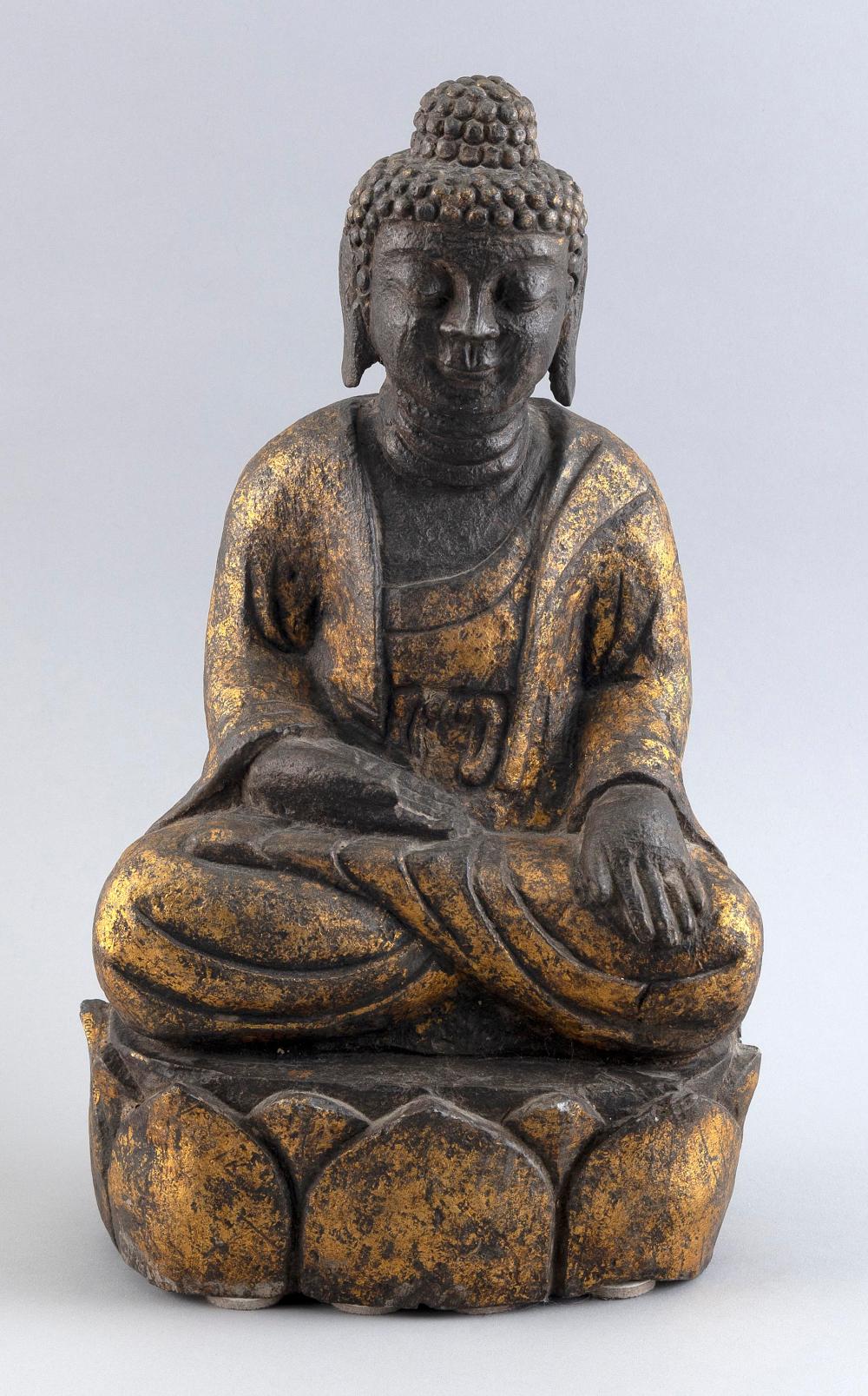 Appraisal: CHINESE GILT-BRONZE BUDDHA FIGURE LATE TH CENTURY HEIGHT CHINESE GILT-BRONZE