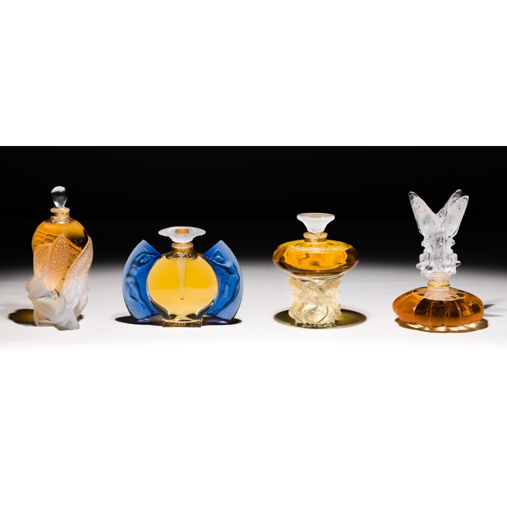 Appraisal: LALIQUE CRYSTAL PERFUME BOTTLE COLLECTION items including Jour Nuit Sylphide