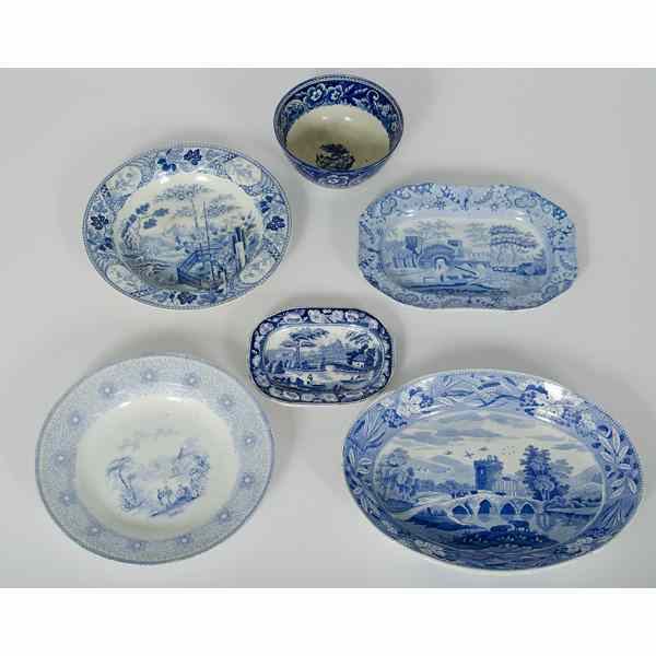 Appraisal: Blue and White Staffordshire Tablewares English th century A six-piece