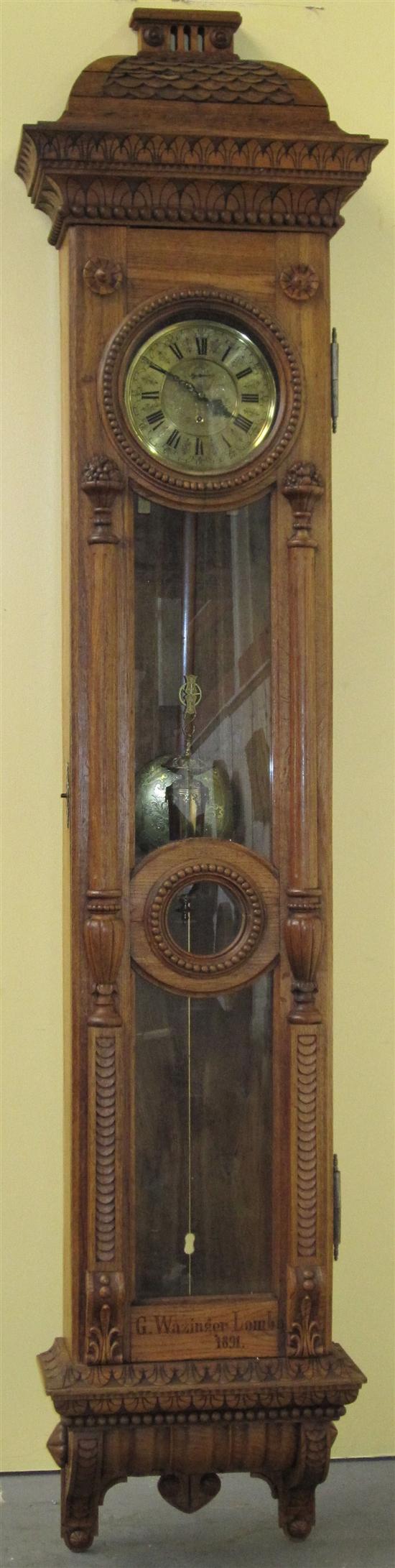 Appraisal: LONG CASE CLOCK th Century oak Profusely carved incised G