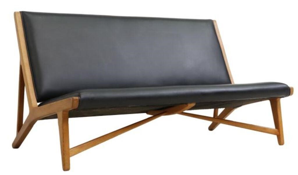 Appraisal: Mid-century modern armless sofa settee attributed to Hans Wegner Danish