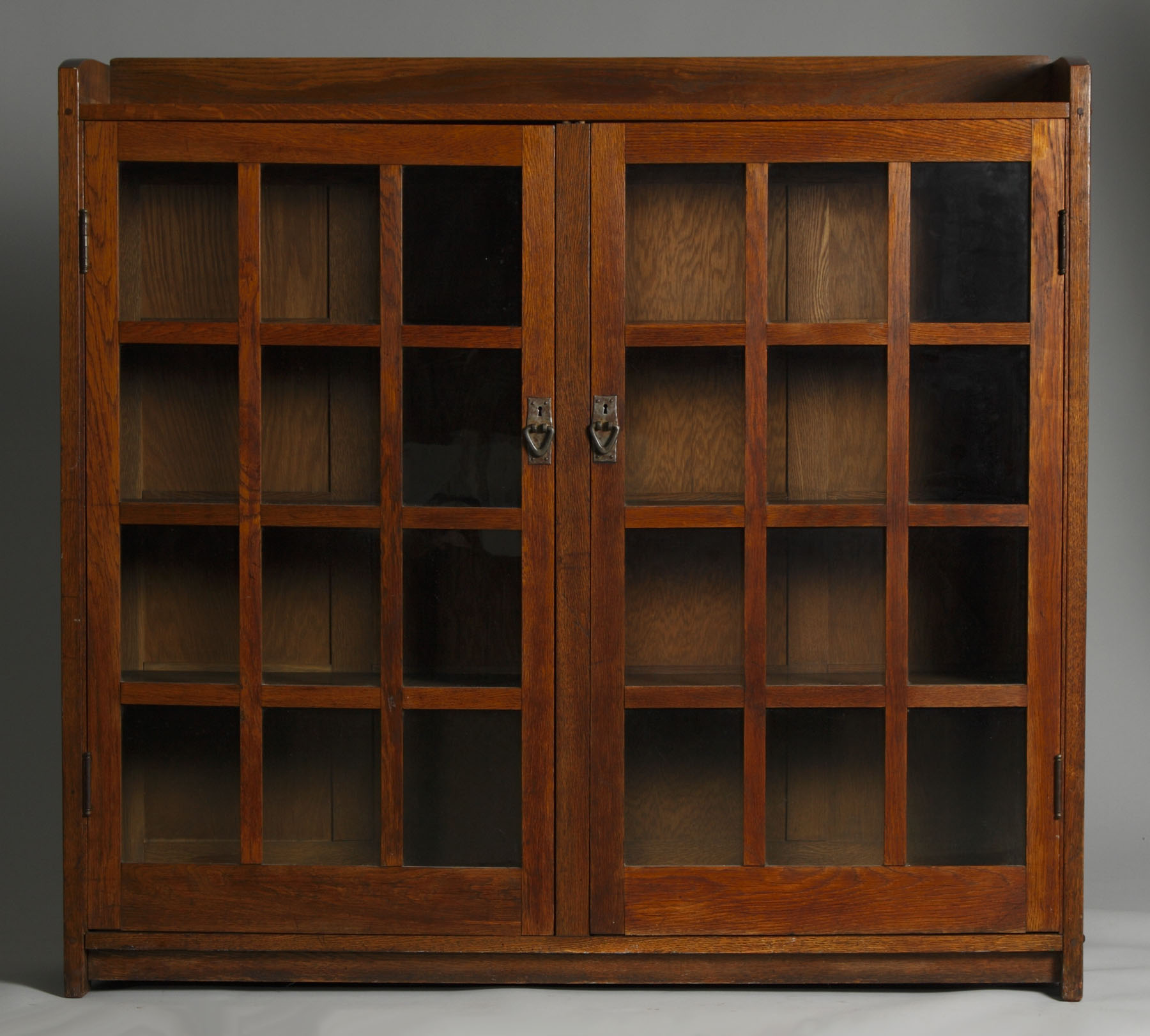 Appraisal: Gustav Stickley Double Door Oak Bookcase Original finish hardware original