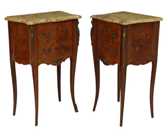 Appraisal: pair French Louis XV style mahogany bedside cabinets th c