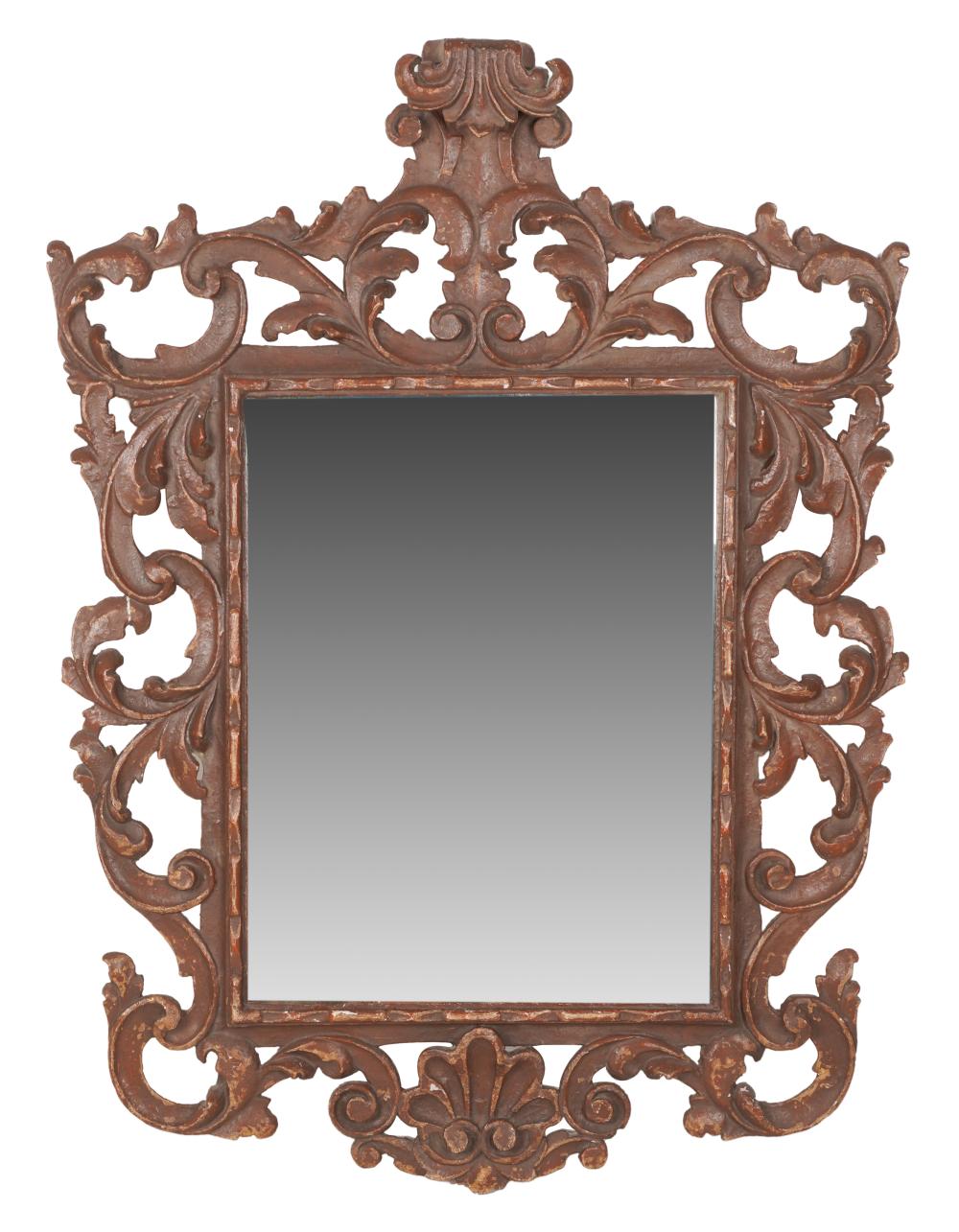 Appraisal: ITALIAN BAROQUE-STYLE WALL MIRRORpainted wood and gesso with flat mirror