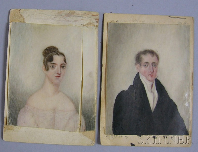 Appraisal: Two Unframed th Century Miniature Painted Portraits on Ivory of