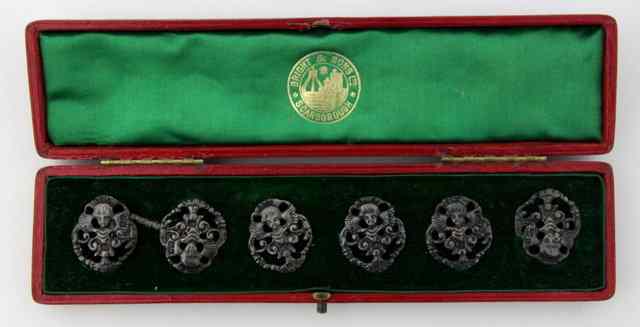 Appraisal: A cased set of six silver buttons London circa with