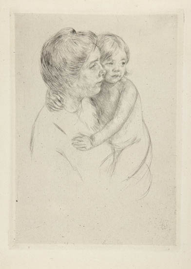 Appraisal: MARY CASSATT Denise Holding her Child Drypoint on cream laid