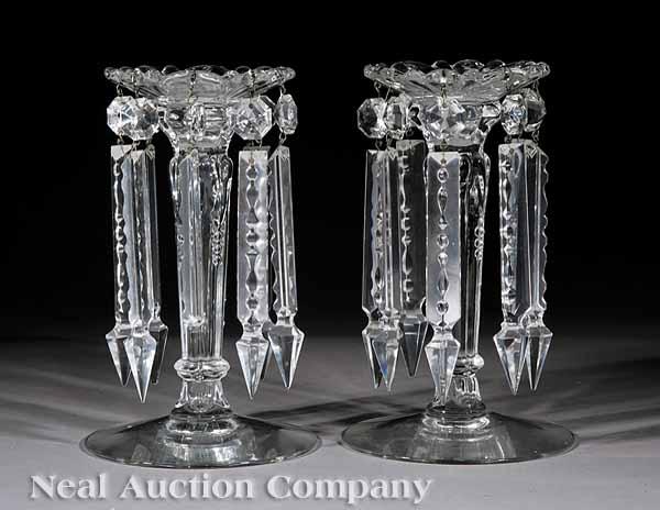 Appraisal: A Pair of American Mold Blown Glass Candlesticks th c