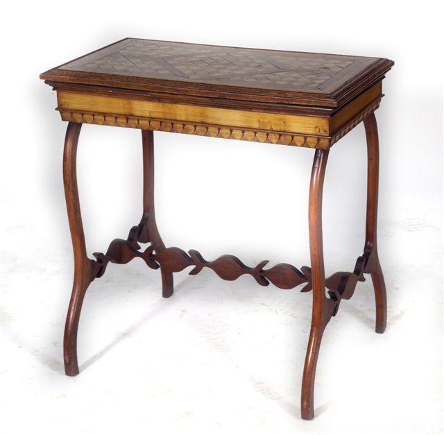 Appraisal: CONTINENTAL PARQUETRY OCCASIONAL TABLE the rectangular chequered inlaid top raised