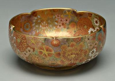 Appraisal: Japanese Satsuma bowl gilt lobed rim interior and exterior with