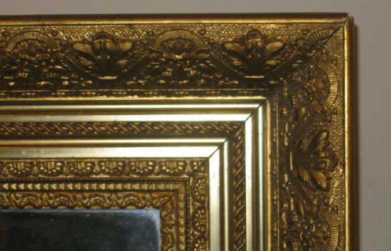 Appraisal: FINE GILT FRAMED WALL MIRROR Rectangular frame elaborately decorated with