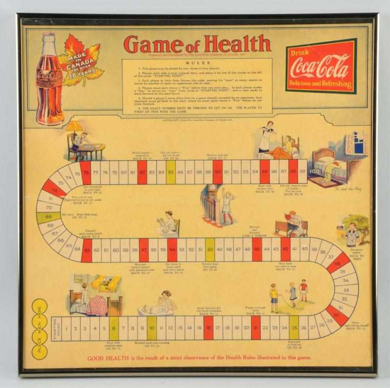 Appraisal: s Canadian Coca-Cola Game of Health Description Framed under glass