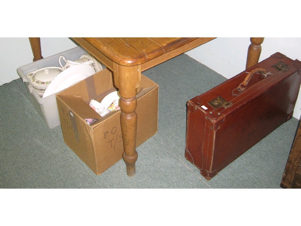 Appraisal: Lot comprising two boxes of bricabrac and a suitcase