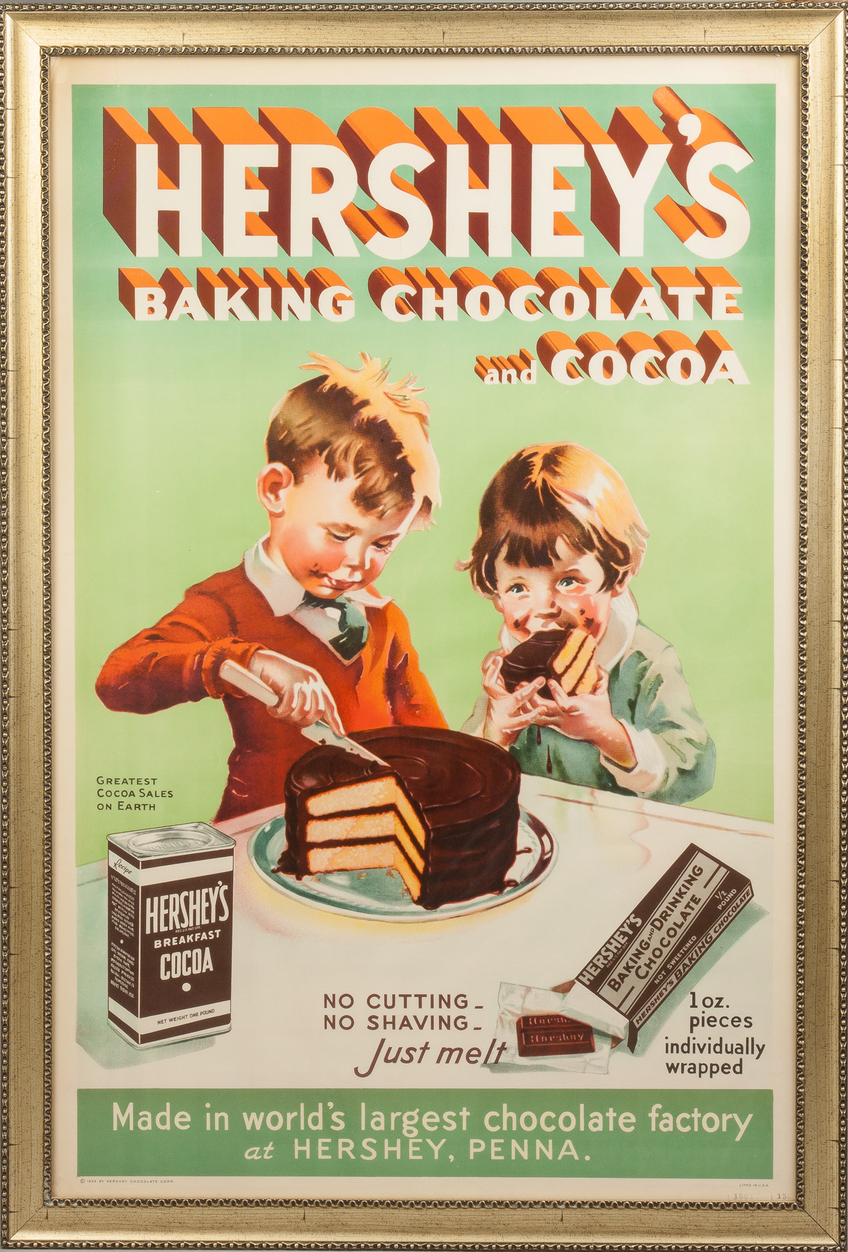 Appraisal: Vintage Hershey's Baking Chocolate Cocoa Poster C by Hershey Chocolate