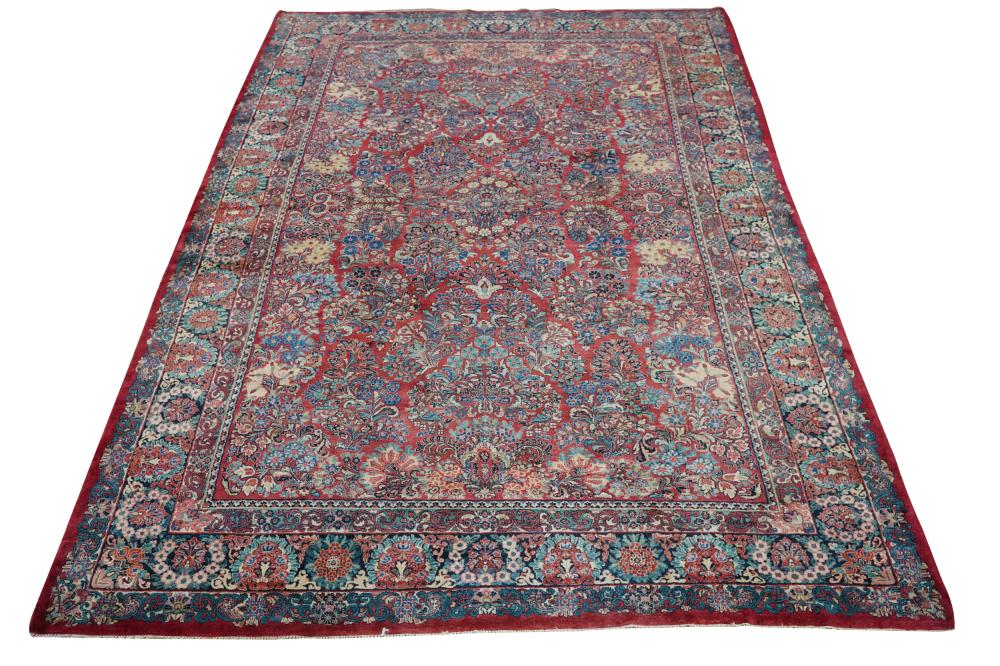 Appraisal: PERSIAN CARPETwool Condition with slight reduction and loss to fringe