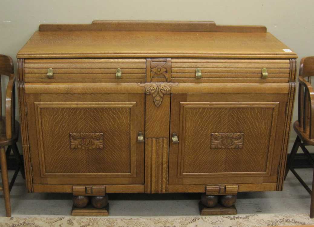 Appraisal: ART DECO CARVED OAK BUFFET English second quarter th century