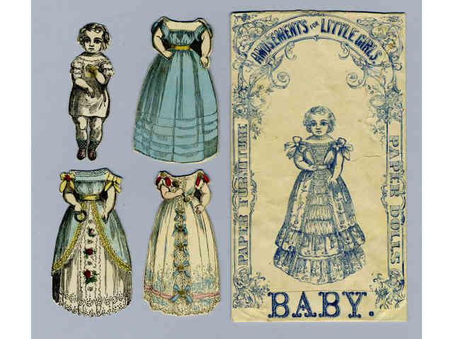 Appraisal: Four McLoughlin Bros Cut Paper Dolls Baby with earliest envelope