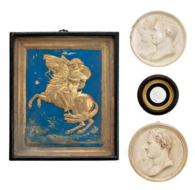 Appraisal: Four Napoleonic relief plaques medallion with Napoleon in profile as