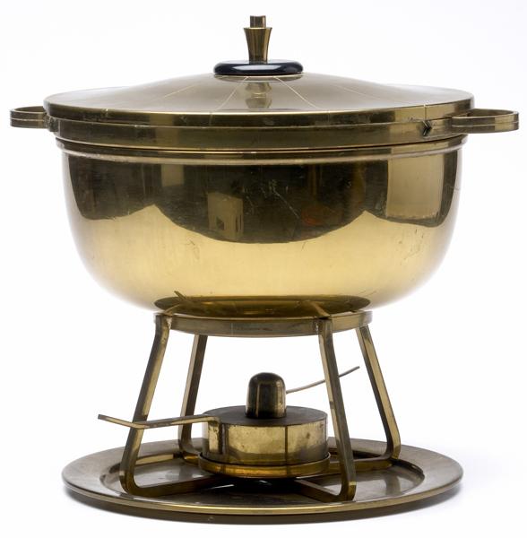 Appraisal: TOMMI PARZINGER DORLYN SILVERSMITHS Brass chafing dish on stand complete