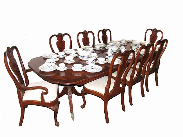 Appraisal: A Regency style extension dining table and eight Queen Anne